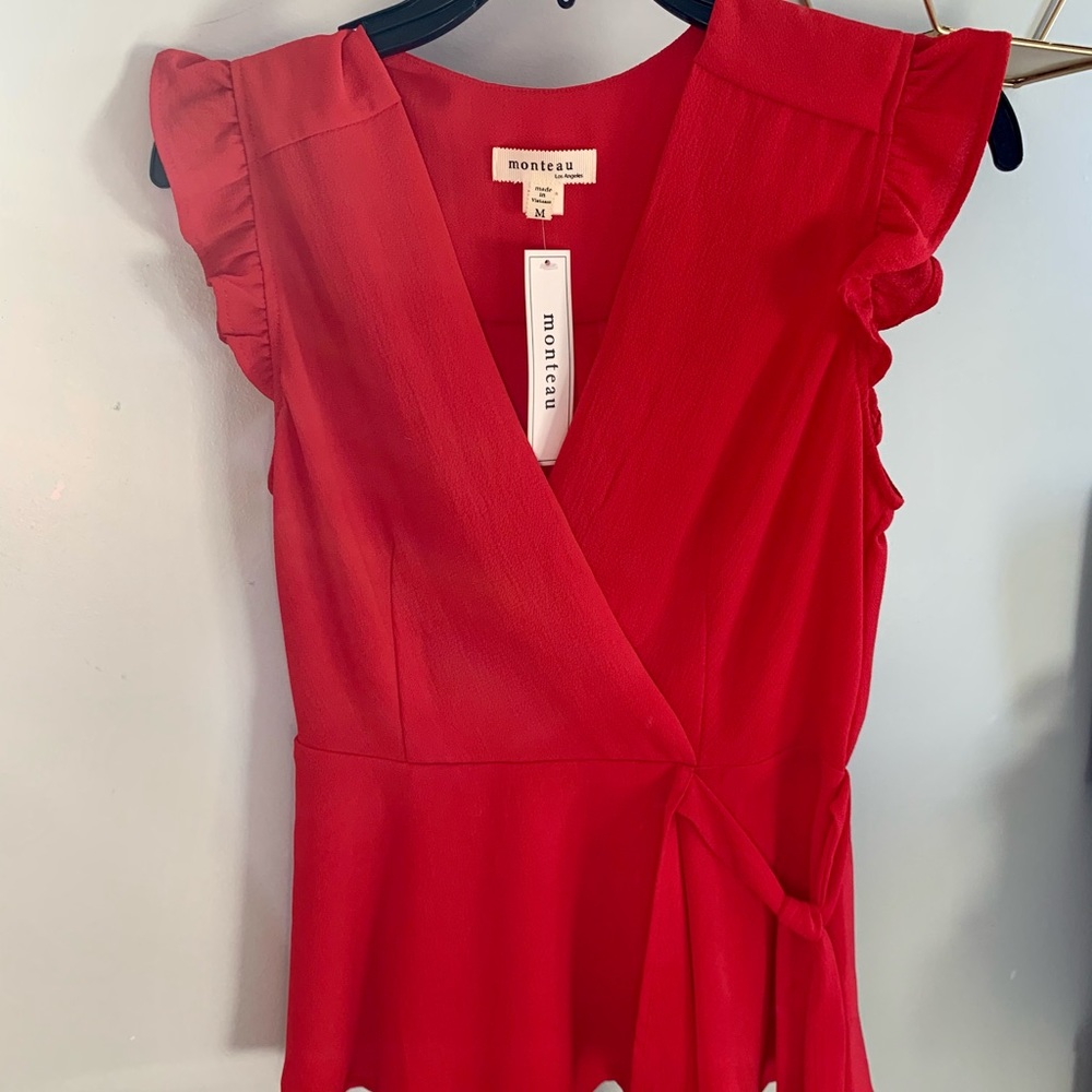 Small red wrap shirt